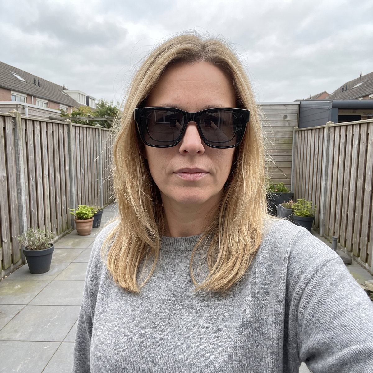 vrouw-zwarte-fit-over-tuin